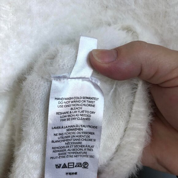 Maeve by Anthropology Rona Eyelash Deep Scoop Neck Sweater in Ivory Sz Large - Picture 6 of 9